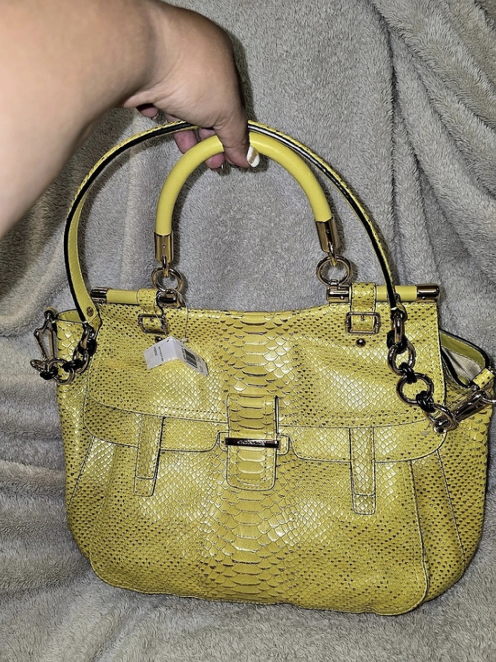 Coach Madison Pinnacle Lily Python Satchel Yellow